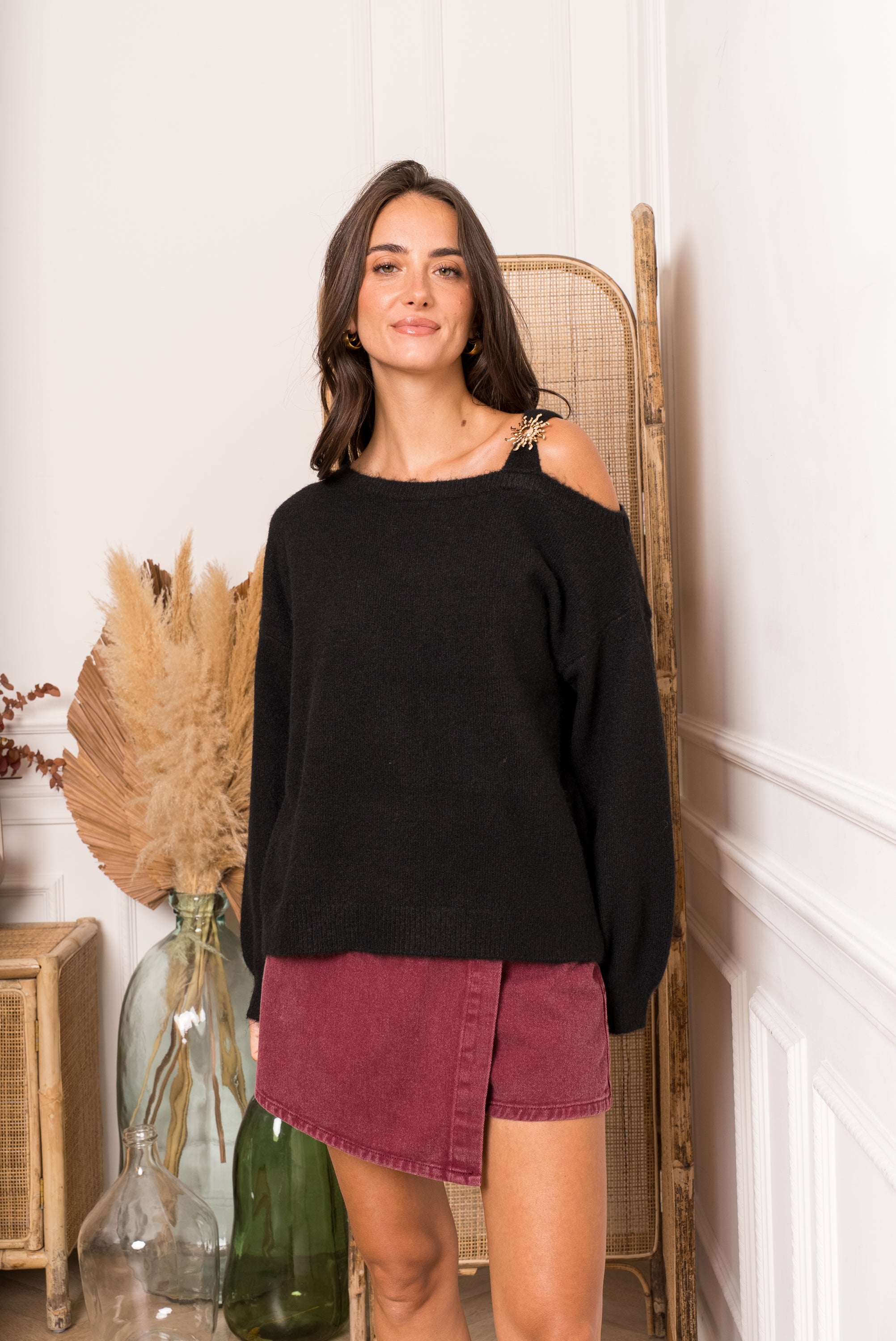 Pull épaule dénudée noir 🖤