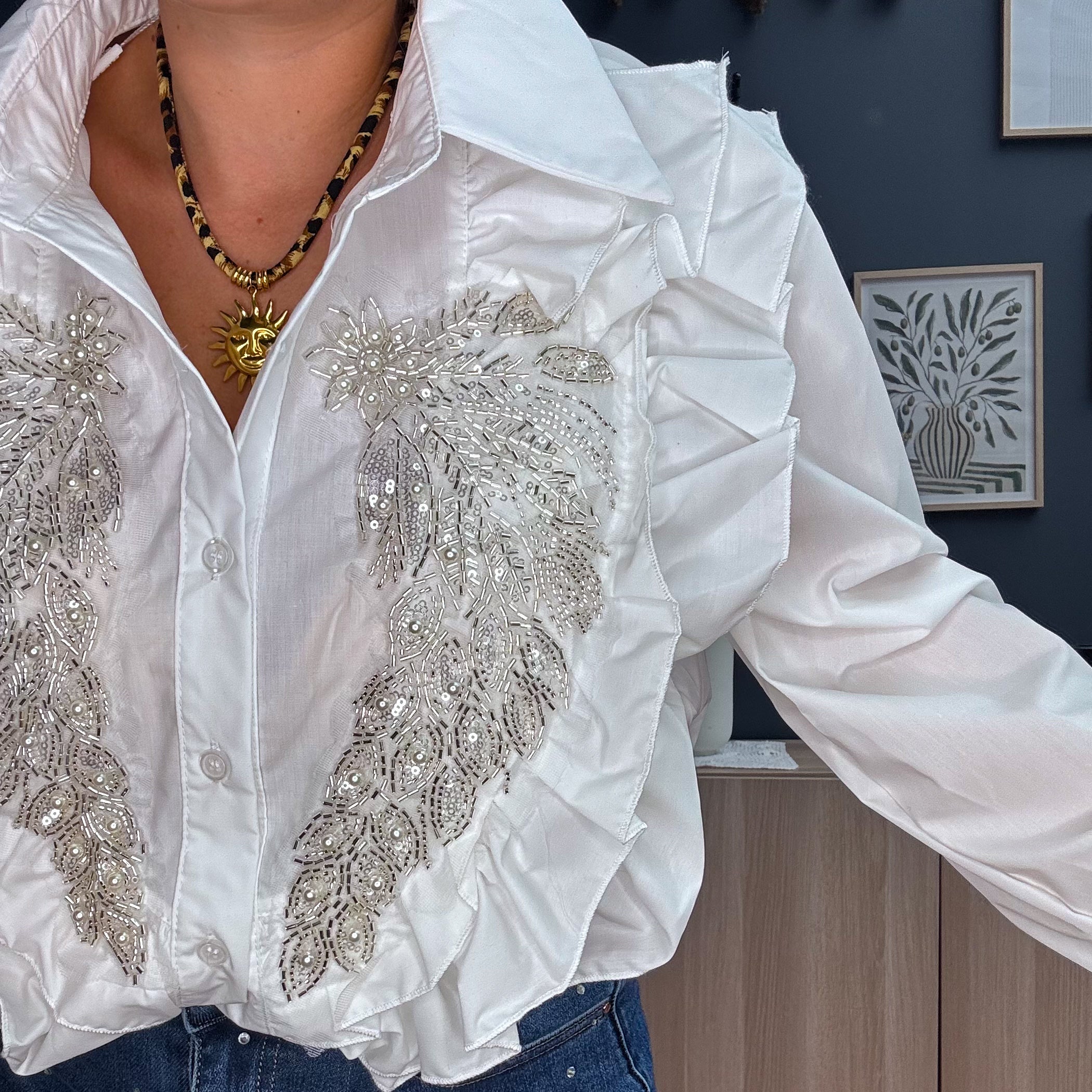 Blouse perles blanc 🤍