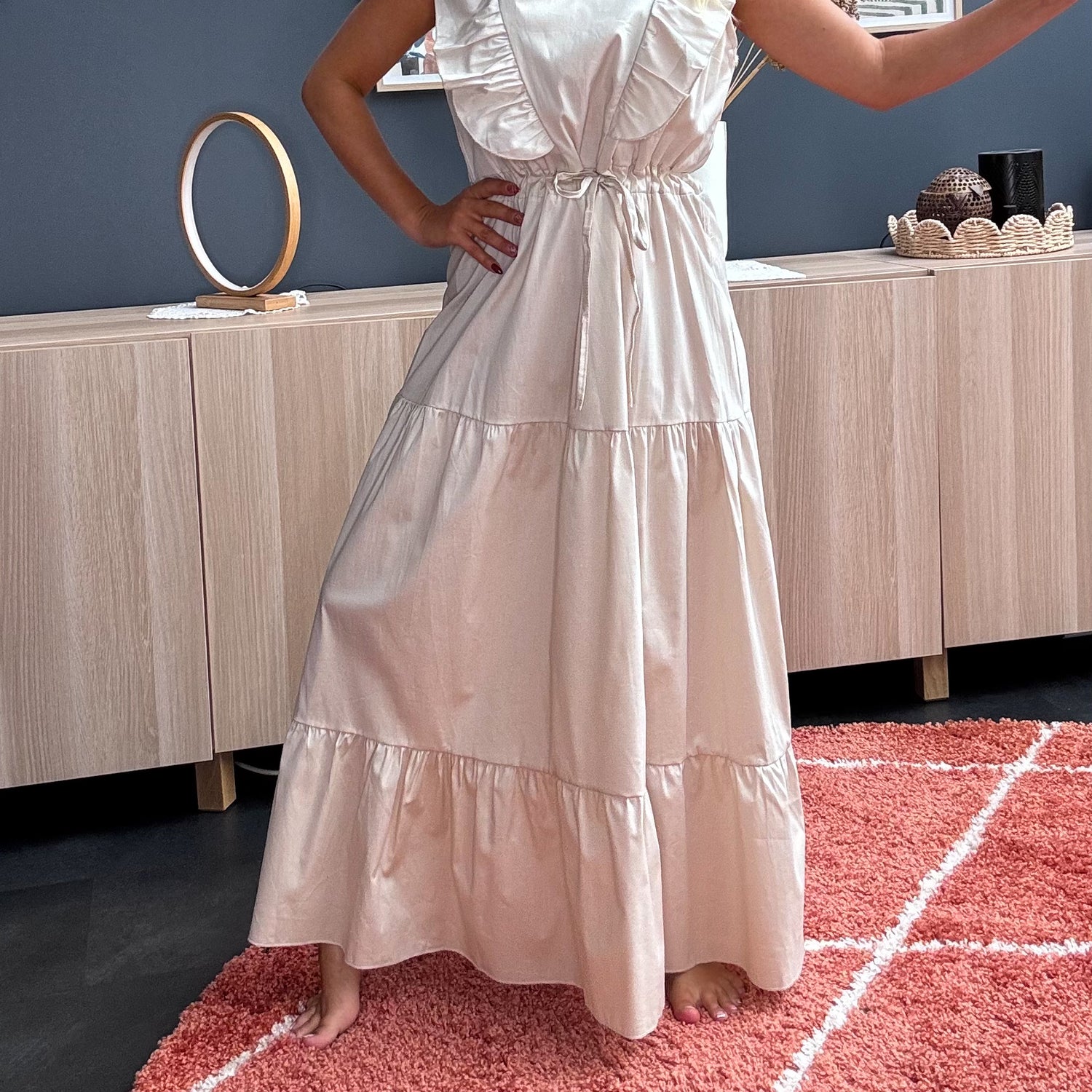Robe popeline beige