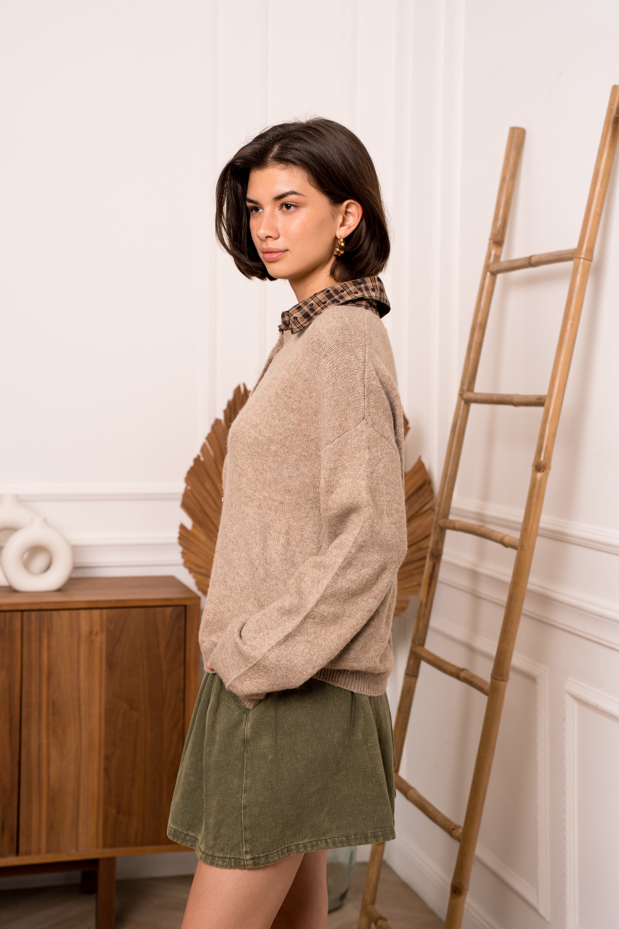 Pull col chemise beige 🤍