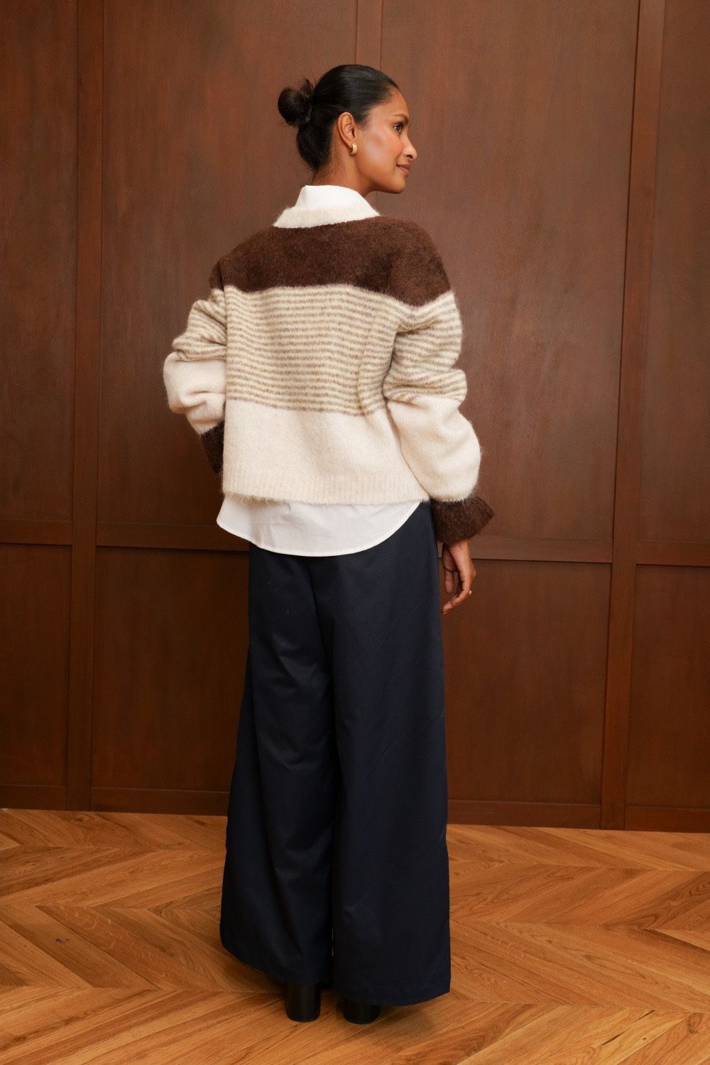 🤎 Gilet Rayé Chocolat & Écru