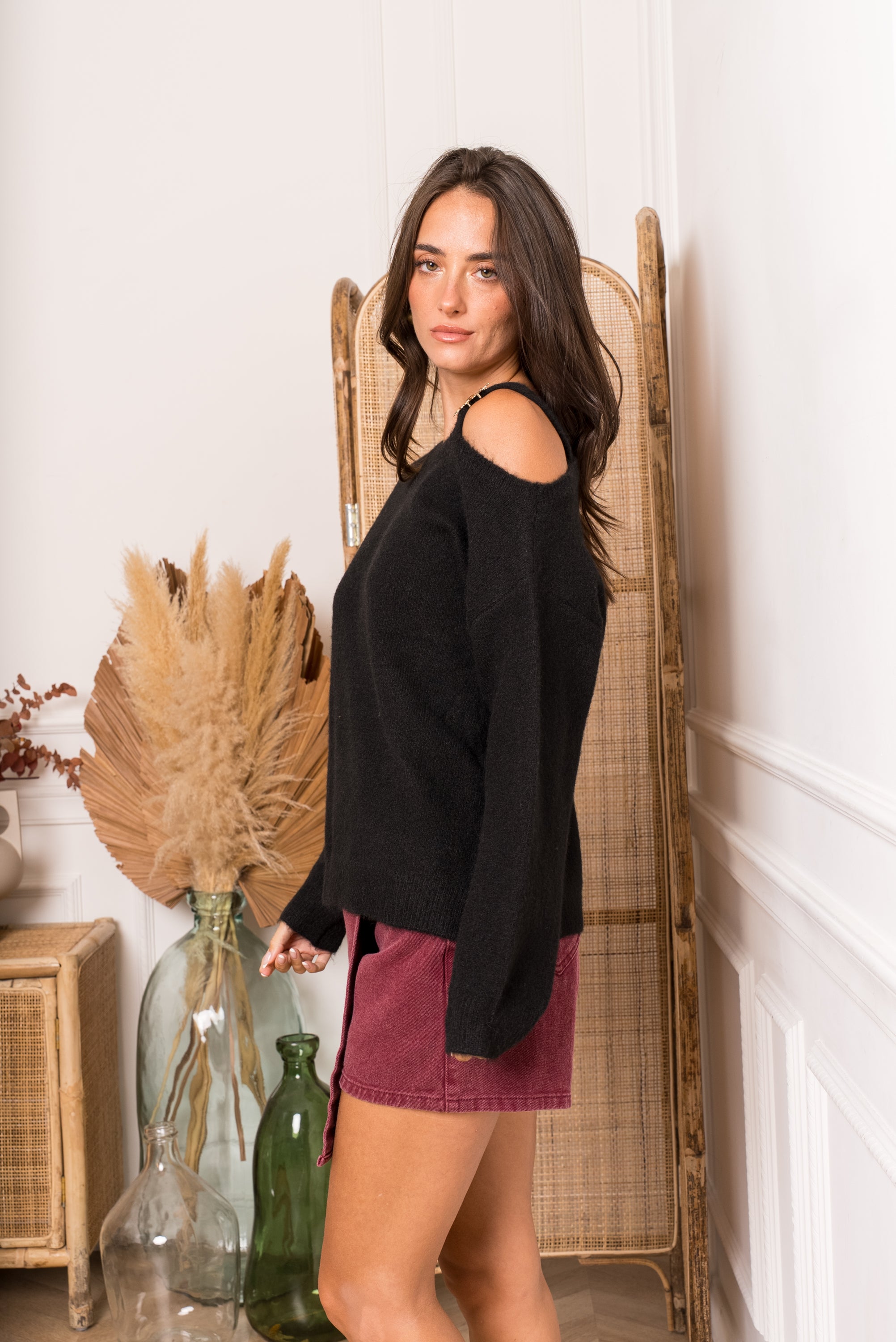 Pull épaule dénudée noir 🖤
