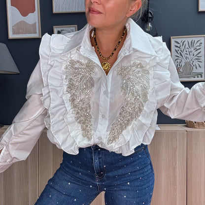 Blouse perles blanc 🤍
