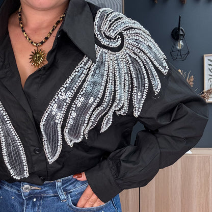 Blouse perles noir 🖤