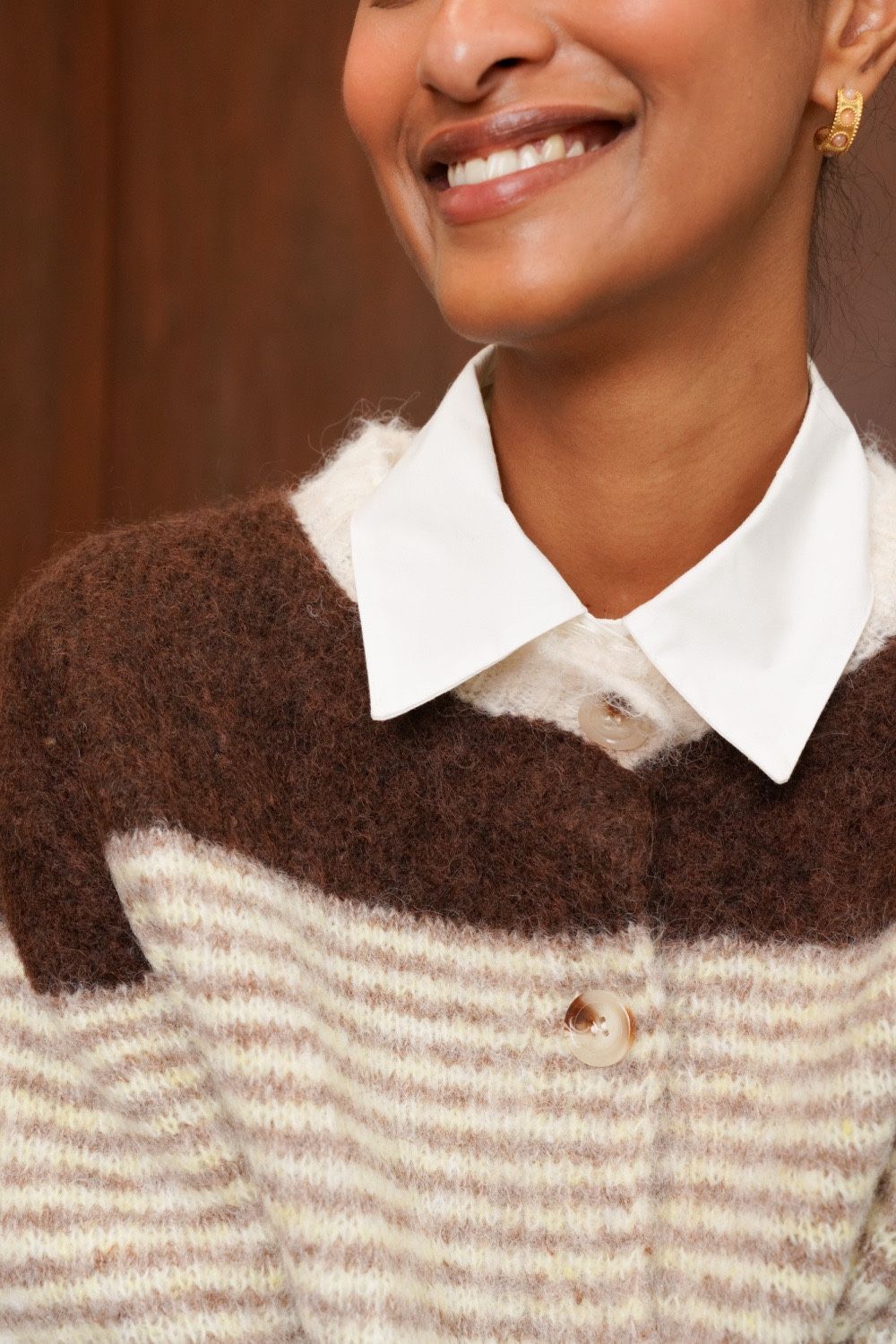🤎 Gilet Rayé Chocolat & Écru