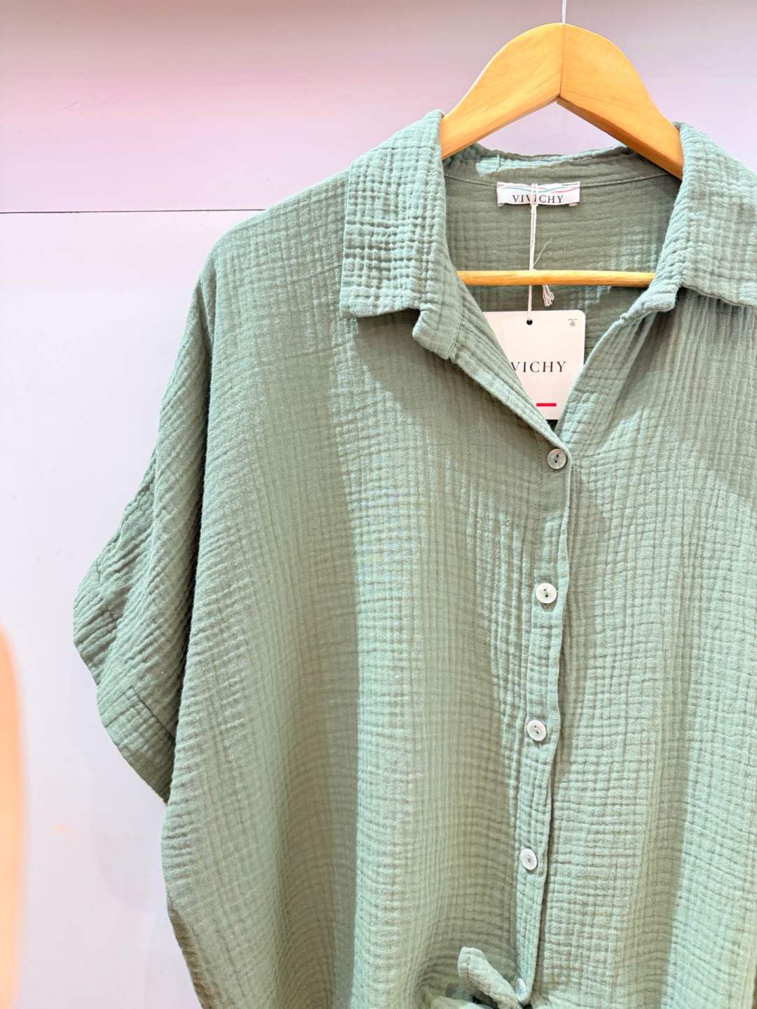 Chemise kaki gaze de coton