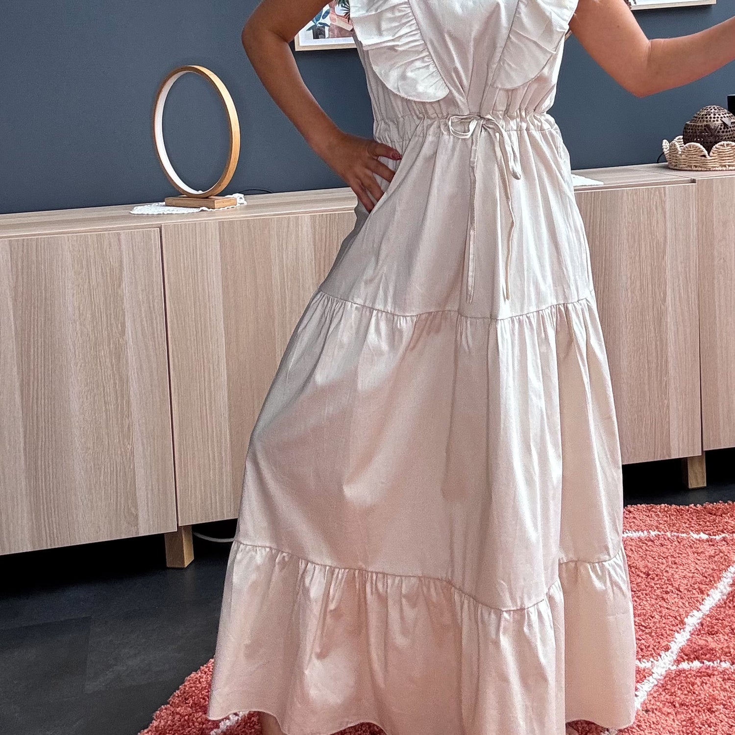 Robe popeline beige