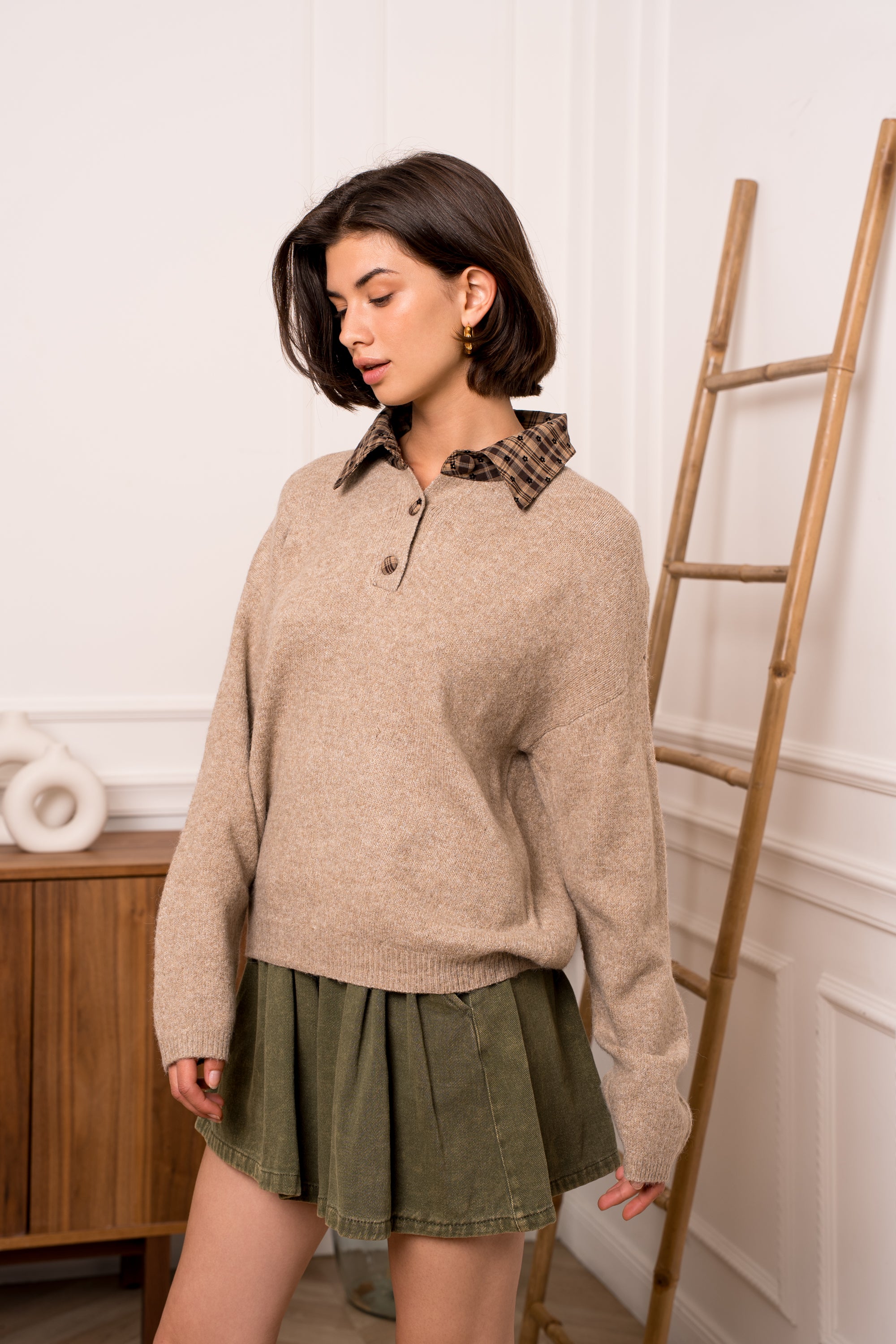 Pull col chemise beige 🤍