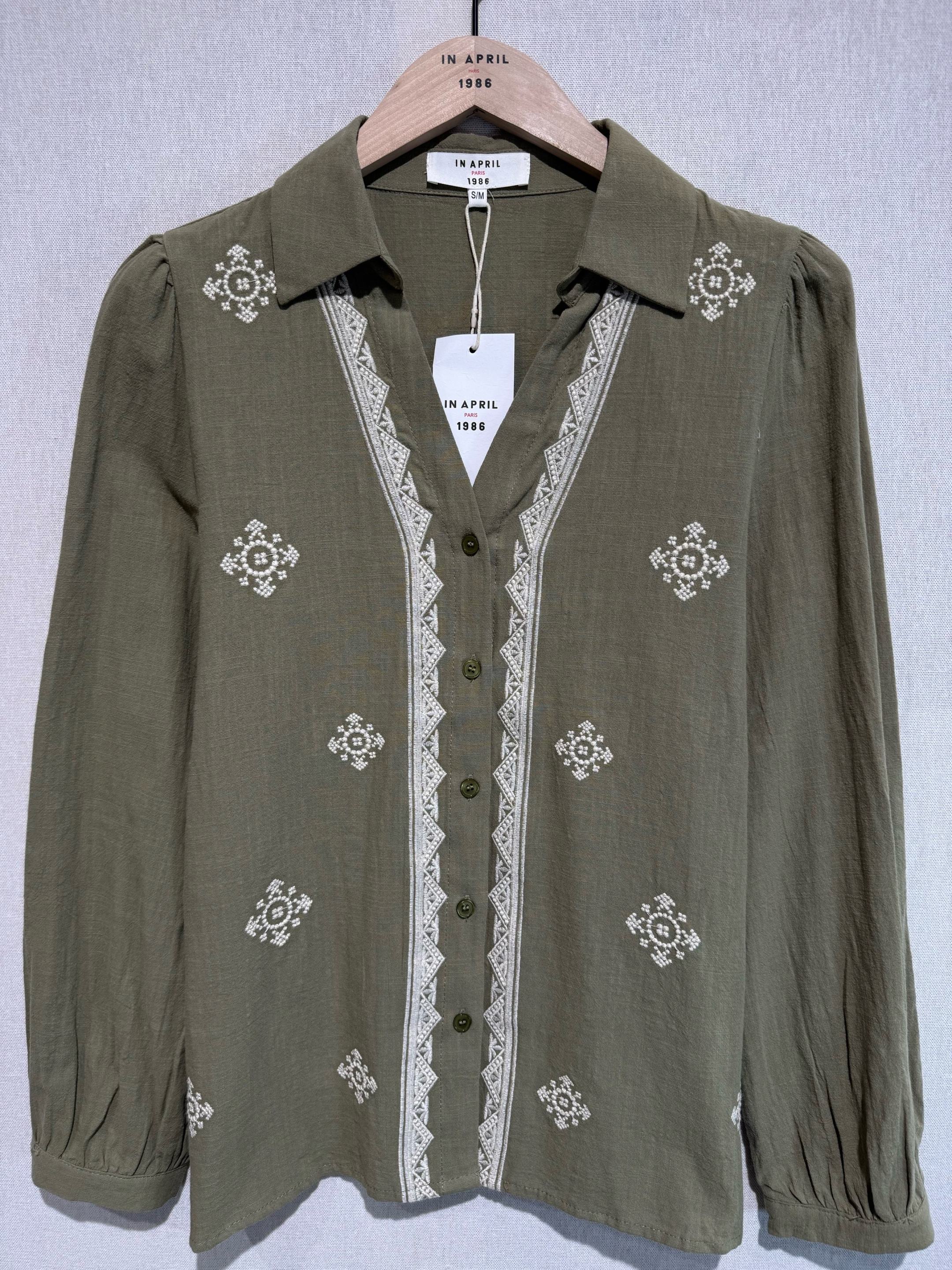 Chemise bohème kaki