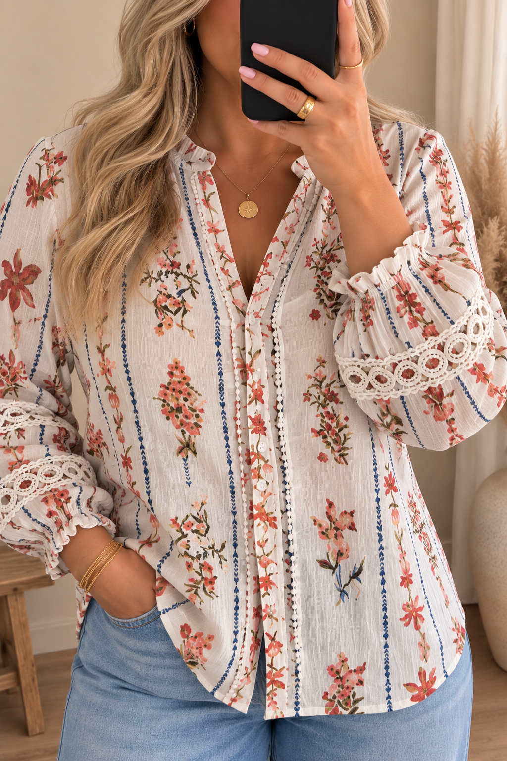 Blouse fleurie bohème GT 🩷
