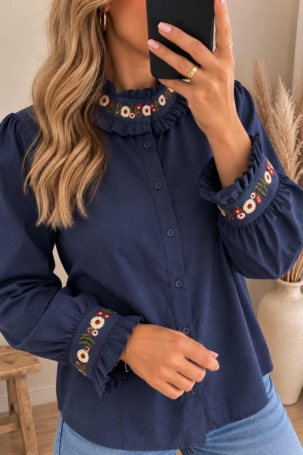 Blouse marine brodé 💙