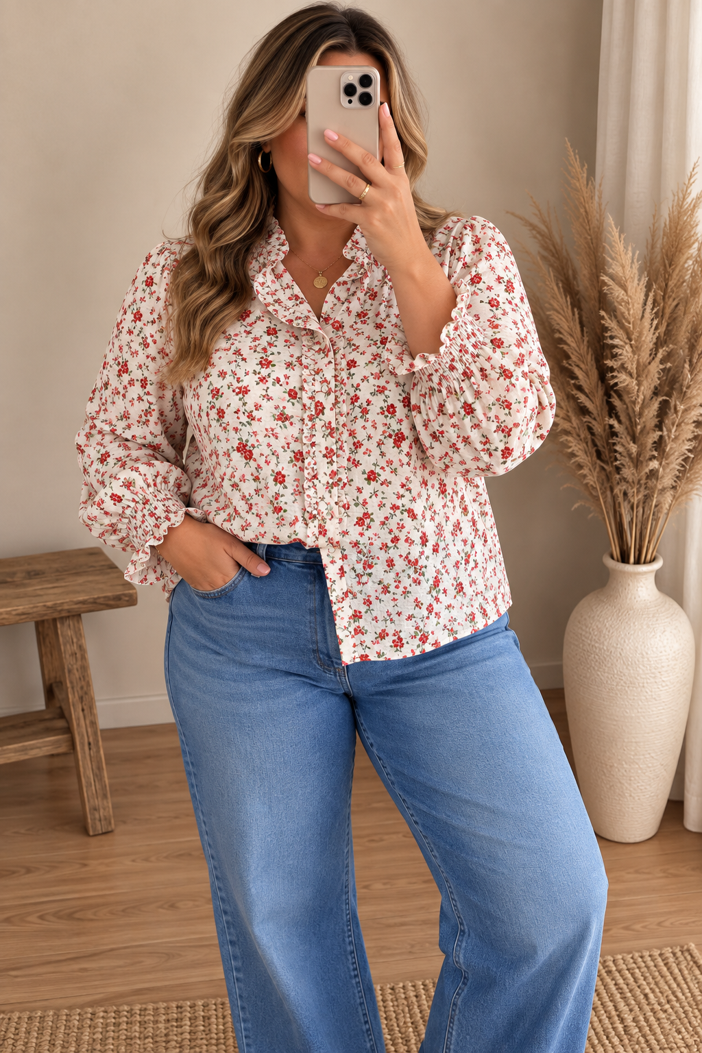 Blouse fleurie rouge 🌺 GT
