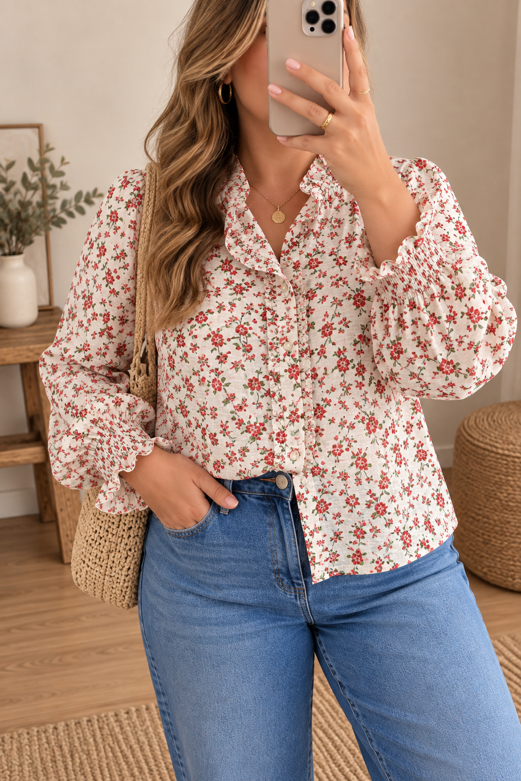 Blouse fleurie rouge 🌺 GT